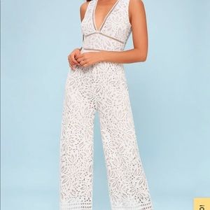 Amora white lace jumpsuit from Lulus
